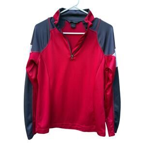 North End Women’s Quarter Zip Pullover Red Blue Gray Lightweight Size Medium